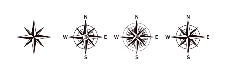Fotobehang Róza wiatrów, busola, kompas - zestaw ikon © KR Studio