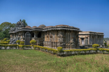 Fototapeta na wymiar Bucesvara Temple, Koravangala, Hassan, Karnataka state, India. This Hoyasala architectural temple was built in 1173 A.D.