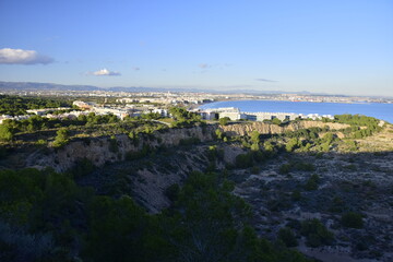 Salou, Spain - November 13, 2019: view from the hill to the resort town of Salou