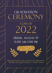 Dark with gold glitter Graduation party 2022 invitation