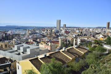 Fototapeta na wymiar Alicante, Spain - 10 november 2019: Panoramic view of Alicante from Santa Barbara Castle