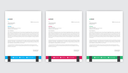 Company business clean and professional abstract letterhead design. Multipurpose business letterhead design template with color variation.
Minimalist business letterhead design template