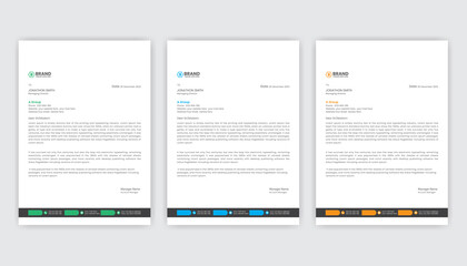 Company business clean and professional abstract letterhead design. Multipurpose business letterhead design template with color variation.
Minimalist business letterhead design template