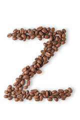 Coffee beans are light brown in isolated.