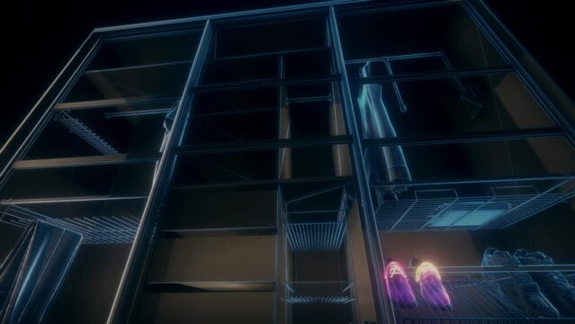 3d animation of Empty Wardrobe closet
