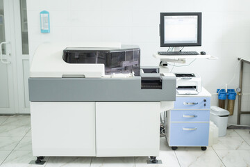 Laboratories with automatic biochemical analyzer. Medical laboratory equipment.