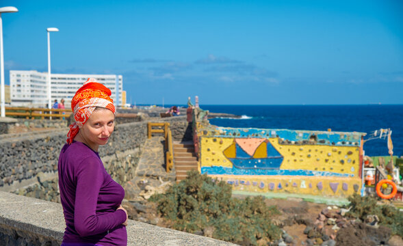 Women poses in Garita Canary Island
