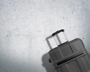 Colored travel bag, luggage. Travel minimalist concept, classic baggage mockup, small and big. Suitcase accessory set