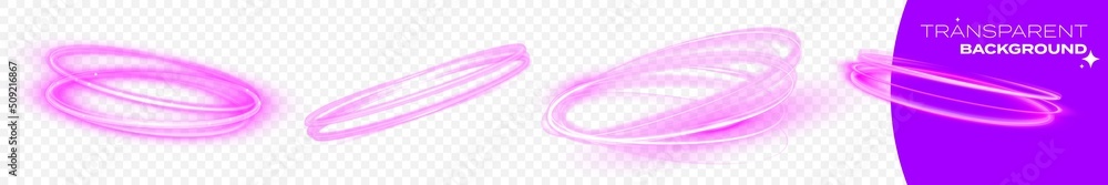 Poster Magic neon circle light. Vector glow ring isolated on transparent background