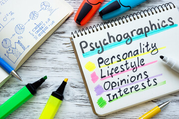 Marketing analysis with psychographics in the notepad.