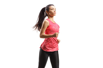 Beautiful young woman in sportswear running