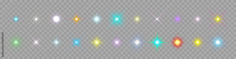 Aufkleber sparkle star light. vector magic shine glowing sparkles with glowing effect on transparent backgroun