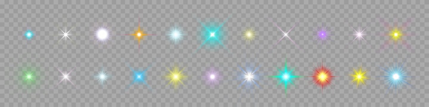 Sparkle star light. Vector magic shine glowing sparkles with glowing effect on transparent background