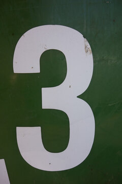 Font Wording in Distressed State Typography Found Number Three 3