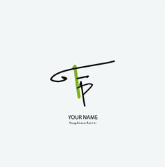 Fp Initial Letter handwriting logo hand drawn template vector