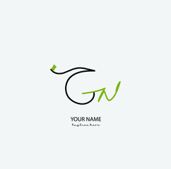 Gn Initial Letter handwriting logo hand drawn template vector