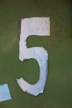 Font Wording in Distressed State Typography Found Number Five 5