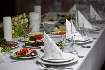 Table set for an event party or wedding reception