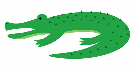 Vector illustration of an alligator in a flat style, isolated on a white background.