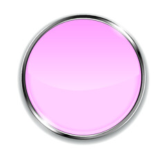 Pink 3d button isolated on a white background