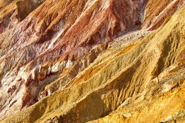 Arid landscape of the old Roman open-pit mines of Mazarrón, in Murcia, now abandoned