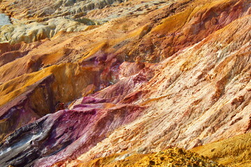Arid landscape of the old Roman open-pit mines of Mazarrón, in Murcia, now abandoned