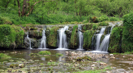Waterfall in Lathkill Dale, Derbyshire UK

