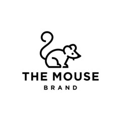 Fototapeta premium Mouse line logo. cute little rat icon vector. small mice in trendy outline line art style vector illustration 