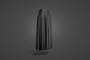 Blank black women maxi skirt mockup, dark background