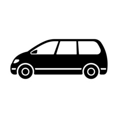 Fototapeta premium Minivan icon. Black silhouette. Side view. Vector simple flat graphic illustration. Isolated object on a white background. Isolate.