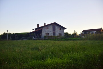 Obraz premium Rural house in the village, on the ocean coast. The Northern Way of St. James, Spain