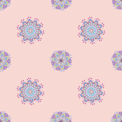 seamless pattern with abstract flowers in folk style