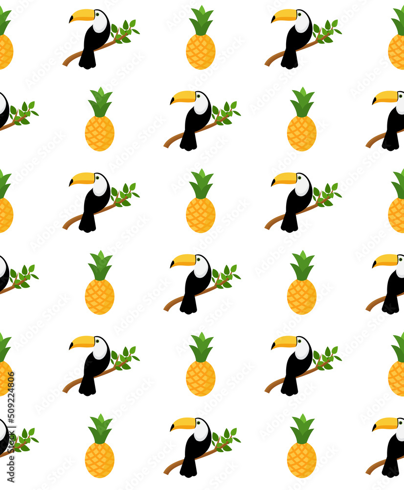 Poster vector seamless pattern with toucan. texture design
