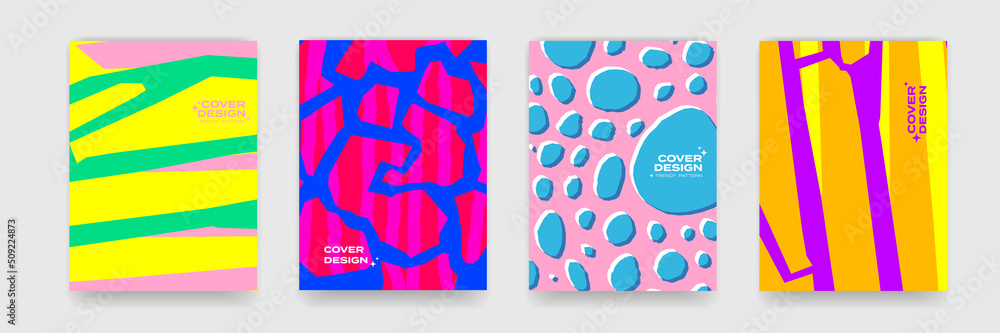 Poster Cover design backgrounds, abstract organic geometry and color gradient pattern. Vector geometric liquid and fluid flow shape graphic, art posters and color gradient abstract cover backgrounds