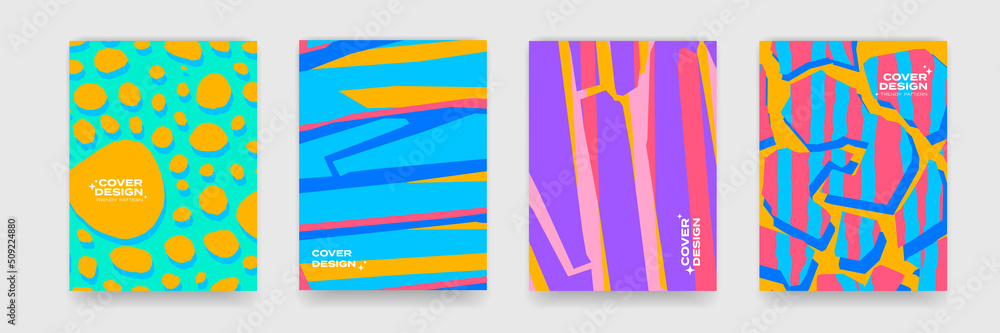 Poster Cover design backgrounds, abstract organic geometry and color gradient pattern. Vector geometric liquid and fluid flow shape graphic, art posters and color gradient abstract cover backgrounds