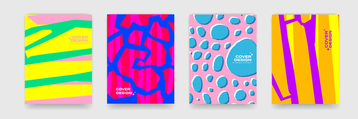 Cover design backgrounds, abstract organic geometry and color gradient pattern. Vector geometric liquid and fluid flow shape graphic, art posters and color gradient abstract cover backgrounds © Ron Dale