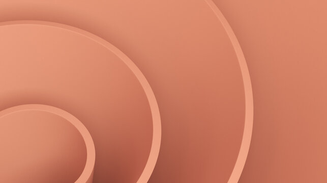 Abstract background with spiral pattern. Terracotta colored 3d illustration