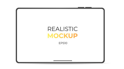 Tablet mockup in realistic style. Empty white screen template. Vector illustration