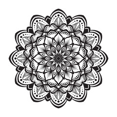 vector mandala, black and white, round decoration