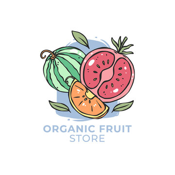 Organic Fruit Store Logo Design Vector