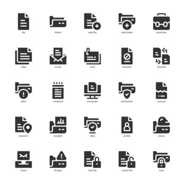 File and Folder icon pack for your website design, logo, app, UI. File and Folder icon glyph design. Vector graphics illustration and editable stroke.
