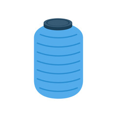 Water tank vector. Tap. free space for text. Blue water tank on white background.