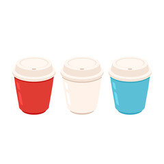 Coffee cup vector. Coffee cup on white background. Three color coffee cups.