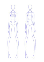 Fashion Flat Sketch Women Croquis / Body Form for CAD Illustration