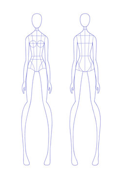 Fashion Flat Sketch Women Croquis / Body Form for CAD Illustration