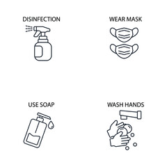 Prevention icons set . Prevention pack symbol vector elements for infographic web