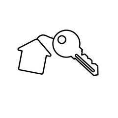 Klucz do domu, nieruchomość, bezpieczeństwo, własność - ikona wektorowa