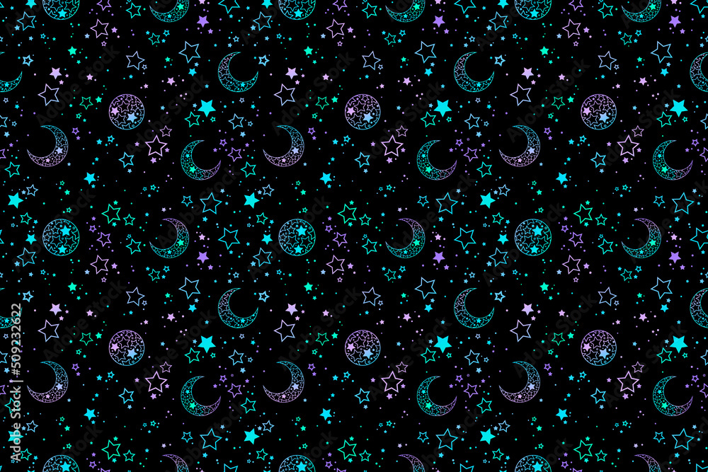 Canvas Prints mystical esoteric pattern with moon and stars