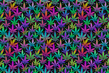 seamless illustration of multicolored rainbow plant leaves