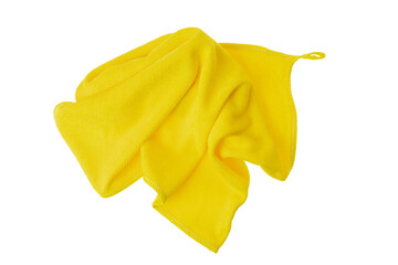 Yellow microfiber rag for cleaning and polishing various surfaces.